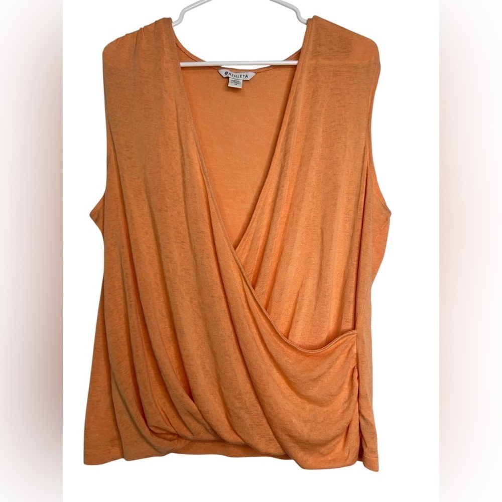 Athleta Orange Draped Sleeveless Top Size 1X Minimalist Yoga Summer Athleisure